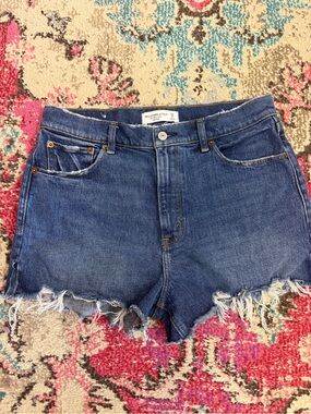 Abercrombie & Fitch Blue Denim Cutoff Shorts- The Mom Short High Rise